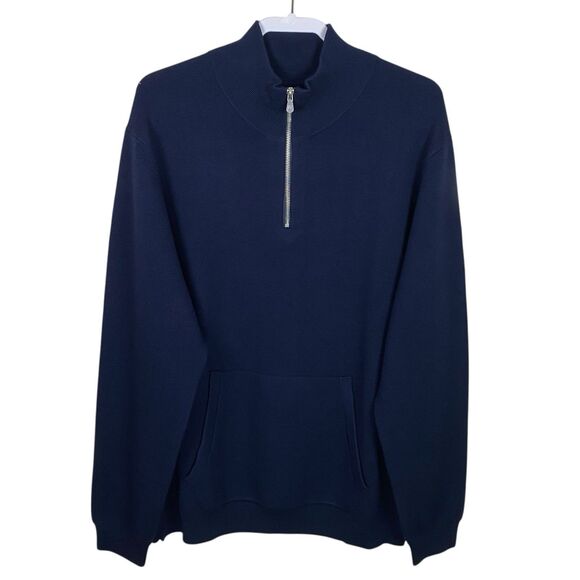 Collars & Co Merino Wool Sweater Mens 3XL Blue 1/4 Zip Pullover Napoli Pocket